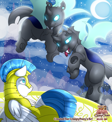 Size: 2289x2500 | Tagged: safe, artist:camychan, species:changeling, explicit source, guard, moon, night, royal guard, saddle up 2: creature comforts