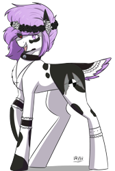 Size: 1470x2182 | Tagged: safe, artist:lrusu, oc, oc only, species:earth pony, species:pony, black sclera, deer tail, female, heterochromia, mare, simple background, solo, transparent background