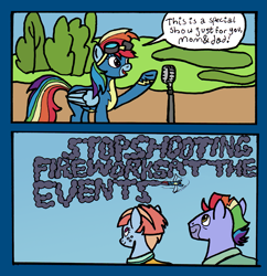 Size: 1945x2010 | Tagged: safe, artist:oneovertwo, character:bow hothoof, character:rainbow dash, character:windy whistles, species:pony, ship:windyhoof, clothing, comic, rainbow dash's parents, sky writing, uniform, wonderbolts uniform