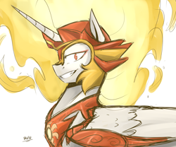 Size: 3000x2500 | Tagged: safe, artist:lrusu, character:daybreaker, character:princess celestia, species:alicorn, species:pony, episode:a royal problem, g4, my little pony: friendship is magic, female, high res, mane of fire, solo