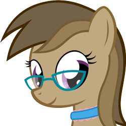 Size: 512x512 | Tagged: safe, artist:the smiling pony, oc, oc only, oc:dawnsong, species:earth pony, species:pony, .svg available, bust, choker, derpibooru badge, female, glasses, mare, portrait, simple background, smiling, solo, svg, transparent background, vector