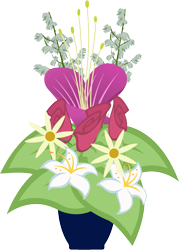 Size: 819x1144 | Tagged: safe, artist:boneswolbach, artist:dlazerous, artist:ocarina0ftimelord, artist:the smiling pony, artist:zutheskunk edits, edit, bouquet, cutie mark, cutie mark only, daisy (flower), flower, heart's desire, lily (flower), no pony, plant, rose, simple background, transparent background, vase, vector, vector edit, yucca
