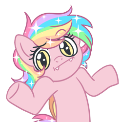 Size: 945x945 | Tagged: safe, artist:hawthornss, base used, oc, oc only, oc:paper stars, species:pony, :i, cute, cute little fangs, fangs, looking at you, shrug, shrugpony, simple background, transparent background