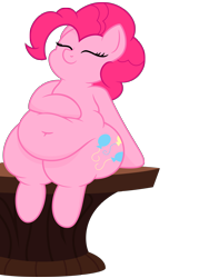 Size: 5000x7000 | Tagged: safe, artist:andelai, artist:worstsousaphonehorse, character:pinkie pie, species:earth pony, species:pony, absurd resolution, belly button, bipedal, chubby, fat, female, large butt, pudgy pie, simple background, sitting, solo, squishy, table, transparent background, vector, wide hips