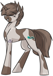 Size: 1356x1935 | Tagged: safe, artist:lrusu, oc, oc only, oc:inky feather, species:pony, species:unicorn, eyes closed, female, mare, pinto, simple background, smiling, solo, transparent background