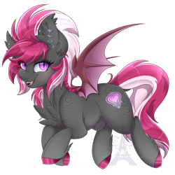Size: 1600x1600 | Tagged: safe, artist:pvrii, oc, oc only, oc:paisley silhouette, species:bat pony, species:pony, chest fluff, ear piercing, female, mare, nose piercing, nose ring, piercing, solo