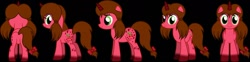 Size: 1280x317 | Tagged: safe, artist:jeatz-axl, oc, oc only, oc:cherry pepper, species:pony, species:unicorn, female, looking at you, ponytail, reference sheet, ribbon, smiling, solo