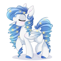 Size: 1600x1600 | Tagged: safe, artist:pvrii, oc, oc only, oc:midnight radiance, species:pegasus, species:pony, my little pony: the movie (2017), eyes closed, female, mare, movie accurate, open mouth, race swap, simple background, smiling, solo, style emulation, transparent background