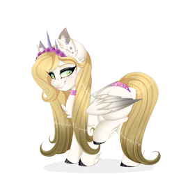 Size: 4000x4000 | Tagged: safe, artist:pvrii, oc, oc only, oc:angel thorn, species:pegasus, species:pony, absurd resolution, art trade, collar, female, mare, simple background, smiling, solo, spiked collar, transparent background