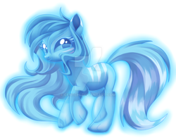 Size: 1024x802 | Tagged: safe, artist:centchi, oc, oc only, oc:aethereal glow, species:pony, female, ghost, mare, paws, simple background, solo, watermark, white background