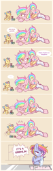 Size: 400x1277 | Tagged: safe, artist:hawthornss, oc, oc only, oc:glittering cloud, oc:otter pop, oc:paper stars, species:bat pony, species:pegasus, species:pony, ..., :o, :t, amputee, annoyed, blocks, bracelet, colored wings, colored wingtips, comic, cute, cute little fangs, ear fluff, ear tufts, eyes closed, face down ass up, fangs, female, foal, frown, glare, hair bun, hnnng, hoof hold, jewelry, lidded eyes, magical lesbian spawn, mare, mother and daughter, nom, offspring, open mouth, prone, raised hoof, reaching, ring, shipping, sitting, smiling, sparkles, suspicious, unamused, underhoof, watching, weapons-grade cute, wedding ring