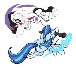 Size: 1024x922 | Tagged: safe, artist:azure-art-wave, oc, oc only, oc:azure, oc:rose, species:earth pony, species:pegasus, species:pony, colored sketch, female, mare, mouth hold, pencil, simple background, sketch, transparent background, watermark