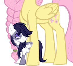 Size: 1024x925 | Tagged: safe, artist:azure-art-wave, character:fluttershy, oc, oc:petunia, parent:bulk biceps, parent:fluttershy, parents:flutterbulk, species:pegasus, species:pony, female, filly, fluttermom, mother and daughter, offspring, simple background, spots, transparent background