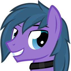 Size: 500x500 | Tagged: safe, artist:the smiling pony, oc, oc only, oc:feather freight, species:pegasus, species:pony, derpibooru, .svg available, bust, collar, derpibooru badge, meta, simple background, smiling, solo, svg, transparent background, vector