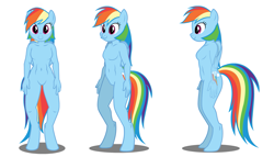 Size: 1591x913 | Tagged: safe, artist:flash equestria photography, character:rainbow dash, species:anthro, species:unguligrade anthro, barbie doll anatomy, female, show accurate anthro, simple background, solo, white background