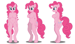 Size: 1639x962 | Tagged: safe, artist:flash equestria photography, character:pinkie pie, species:anthro, species:unguligrade anthro, barbie doll anatomy, breasts, busty pinkie pie, female, plump, show accurate anthro, simple background, solo, white background