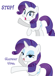 Size: 1016x1410 | Tagged: safe, artist:flash equestria photography, character:rarity, species:pony, species:unicorn, and then there's rarity, comic, female, glamour, hammer time, mare, marshmelodrama, mc hammer, pun, simple background, solo, song reference, speech, that pony sure does love fashion, u can't touch this, white background