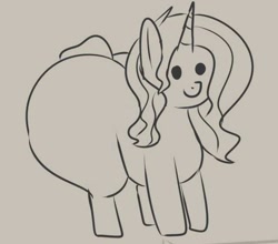 Size: 640x562 | Tagged: safe, artist:andelai, oc, oc only, oc:urban wave, species:pony, species:unicorn, blank flank, bottom heavy, fat, huge butt, hyper pear, impossibly large butt, large butt, pear shaped, plump, the ass was fat