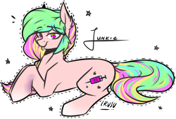 Size: 2976x2029 | Tagged: safe, artist:lrusu, oc, oc only, oc:junkie, species:pony, drool, solo, tongue out