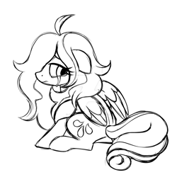 Size: 1024x1024 | Tagged: safe, artist:azure-art-wave, oc, oc only, species:pony, crying, female, mare, monochrome, sad, simple background, sketch, solo, white background