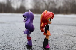 Size: 6000x4000 | Tagged: safe, artist:artofmagicpoland, character:sunset shimmer, character:twilight sparkle, ship:sunsetsparkle, my little pony:equestria girls, doll, equestria girls minis, female, game a like photo, lesbian, shipping, toy