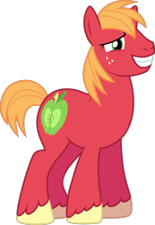 Size: 1019x1471 | Tagged: safe, artist:jeatz-axl, edit, editor:slayerbvc, character:big mcintosh, species:earth pony, species:pony, episode:pinkie apple pie, g4, my little pony: friendship is magic, grin, male, missing accessory, simple background, smiling, solo, stallion, transparent background, vector, vector edit