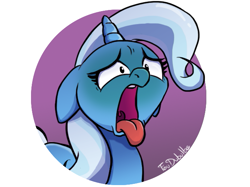 Size: 653x488 | Tagged: safe, artist:foudubulbe, character:trixie, species:pony, species:unicorn, bleh, disgusted, female, mare, open mouth, solo, tongue out, yuck