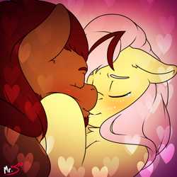 Size: 4000x4000 | Tagged: safe, artist:mr.smile, character:fluttershy, oc, oc:boulder, blushing, bouldshy, canon x oc, comic, crying, heart, kissing, tears of joy