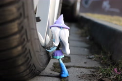 Size: 6000x4000 | Tagged: safe, artist:artofmagicpoland, character:trixie, my little pony:equestria girls, car, doll, equestria girls minis, irl, photo, satire, stealing, toy