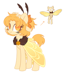 Size: 2550x2893 | Tagged: safe, artist:hawthornss, oc, oc only, oc:bee, species:earth pony, species:pony, cape, clothing, cute, female, hair accessory, looking at you, original species, simple background, smiling, solo, transparent background, wingding eyes, witchfae