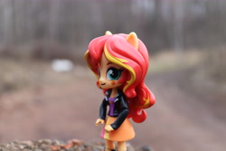 Size: 6000x4000 | Tagged: safe, artist:artofmagicpoland, character:sunset shimmer, my little pony:equestria girls, blurred background, doll, equestria girls minis, irl, photo, pony ears, solo, toy