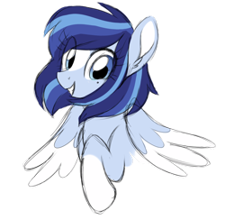 Size: 1024x1001 | Tagged: safe, artist:azure-art-wave, oc, oc only, oc:azure, species:pegasus, species:pony, beauty mark, blaze (coat marking), bust, colored sketch, colored wings, colored wingtips, cute, ear fluff, female, grin, looking at you, mare, ocbetes, raised hoof, simple background, smiling, socks (coat marking), solo, spread wings, squee, transparent background, two toned wings, wings