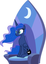 Size: 2874x4000 | Tagged: safe, artist:jeatz-axl, edit, editor:slayerbvc, character:princess luna, species:alicorn, species:pony, episode:equestria games, g4, my little pony: friendship is magic, accessory-less edit, alicorn thrones, barehoof, female, mare, missing accessory, simple background, sitting, solo, throne, transparent background, vector, vector edit
