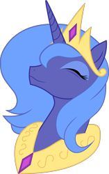 Size: 3312x5260 | Tagged: safe, artist:bri-sta, artist:kopcap94, edit, character:princess luna, species:alicorn, species:pony, .svg available, accessory swap, bust, color edit, colored, eyes closed, female, horn, mare, s1 luna, simple background, smiling, solo, transparent background, vector, vector edit