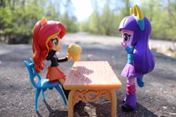 Size: 6000x4000 | Tagged: safe, artist:artofmagicpoland, character:sunset shimmer, character:twilight sparkle, ship:sunsetsparkle, my little pony:equestria girls, cider, doll, drinking, equestria girls minis, female, lesbian, mug, shipping, tankard, toy