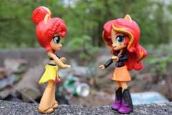 Size: 6000x4000 | Tagged: safe, artist:artofmagicpoland, character:sunset shimmer, episode:my past is not today, g4, my little pony: equestria girls, my little pony:equestria girls, beach, doll, duality, equestria girls minis, female, fight, irl, photo, toy