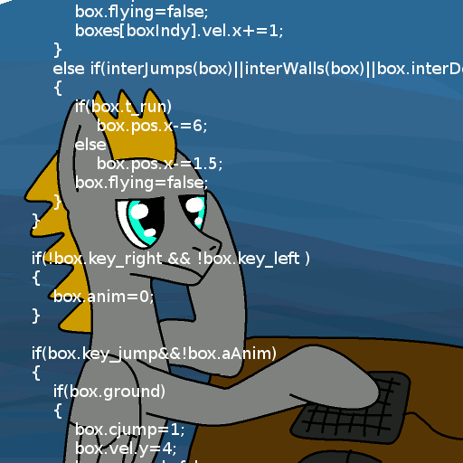 Size: 512x512 | Tagged: safe, artist:platinumdrop, oc, oc only, oc:platinumdrop, species:pegasus, species:pony, animated, c++, code, male, programming, stallion