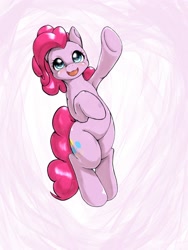 Size: 1536x2048 | Tagged: safe, artist:kurogewapony, character:pinkie pie, species:earth pony, species:pony, armpits, female, looking at you, mare, solo, underhoof, waving