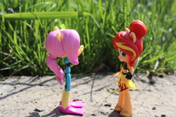 Size: 6000x4000 | Tagged: safe, artist:artofmagicpoland, character:fluttershy, character:sunset shimmer, ship:sunshyne, g4, my little pony: equestria girls, my little pony:equestria girls, clothing, doll, equestria girls minis, female, lesbian, shipping, swimsuit, toy