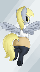 Size: 2160x3840 | Tagged: safe, artist:andelai, character:derpy hooves, species:pegasus, species:pony, g4, adorasexy, bubble butt, clothing, cute, derpabetes, female, looking at you, looking back, mare, moe, pantyhose, plot, sexy, shirt, skirt, smiling, socks, solo, stockings, thigh highs, tube skirt