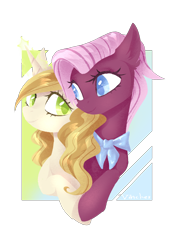 Size: 1878x2682 | Tagged: safe, artist:vincher, character:jasmine leaf, character:sweet biscuit, species:earth pony, species:pony, species:unicorn, ship:teabiscuit, g4, cute, female, lesbian, mare, shipping, simple background, smiling, transparent background