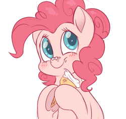 Size: 3700x3500 | Tagged: safe, artist:fluffyxai, character:pinkie pie, species:earth pony, species:pony, blushing, bust, cute, diapinkes, female, food, hoof hold, ice cream, looking at you, simple background, smiling, solo, white background