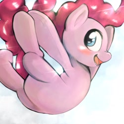 Size: 1536x1536 | Tagged: safe, artist:kurogewapony, character:pinkie pie, species:earth pony, species:pony, falling, female, looking at you, mare, solo