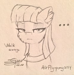 Size: 2441x2448 | Tagged: safe, artist:airfly-pony, derpibooru original, rcf community, character:maud pie, species:earth pony, species:pony, bust, clothing, cute, female, lineart, looking at you, mare, portrait, signature, solo, traditional art
