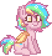 Size: 168x180 | Tagged: safe, artist:hawthornss, edit, oc, oc only, oc:paper stars, species:bat pony, species:pony, pony town, bat pony oc, cute, cute little fangs, ear fluff, fangs, pixel art, simple background, sitting, smiling, solo, transparent background