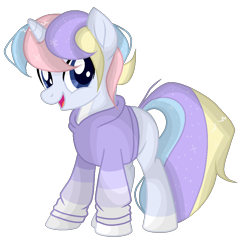 Size: 885x855 | Tagged: safe, artist:mintoria, oc, oc:felix, species:pony, species:unicorn, clothing, looking at you, male, simple background, smiling, solo, sparkly mane, stallion, sweater, transparent background