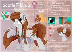 Size: 5420x3880 | Tagged: safe, artist:airfly-pony, rcf community, oc, oc only, oc:scarlett drop, species:pony, big wings, braid, cloud, colored wings, cute, female, head, looking up, pigtails, reference, reference sheet, smiling, solo, wings