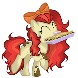 Size: 1024x1028 | Tagged: safe, artist:mintoria, oc, oc:sweetie pie, species:earth pony, species:pony, female, food, lasagna, mare, mouth hold, pasta, simple background, solo, transparent background