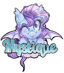 Size: 1600x1820 | Tagged: safe, artist:pvrii, oc, oc only, species:bat pony, bat pony oc, female, looking at you, one eye closed, simple background, smiling, solo, transparent background, wink