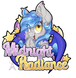 Size: 1024x1043 | Tagged: safe, artist:pvrii, oc, oc only, oc:midnight radiance, species:bat pony, species:pony, bat pony oc, colored hooves, cute, female, mare, ocbetes, simple background, smiling, solo, transparent background